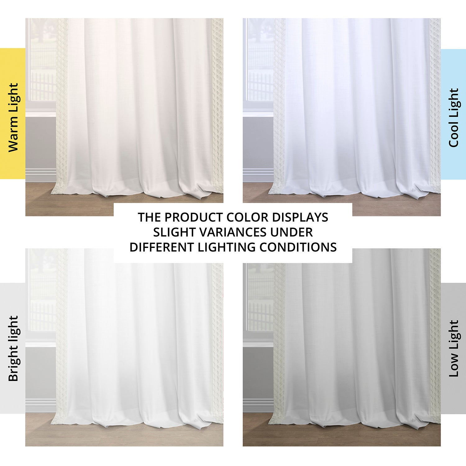 Scalloped White Bordered Modern Hampton Textured Cotton Light Filtering Curtain