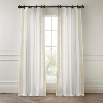 Ridge Lattice White Bordered Modern Hampton Textured Cotton Light Filtering Curtain