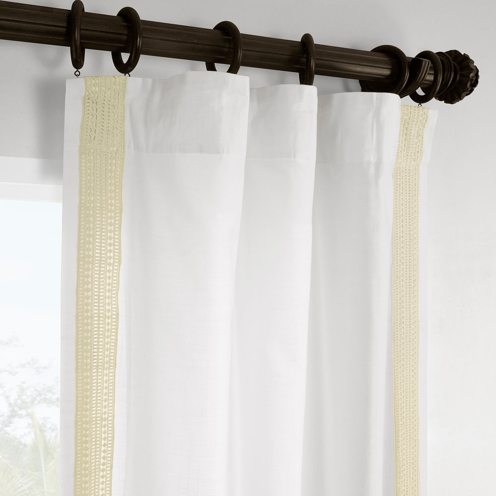 Ridge Lattice White Bordered Modern Hampton Textured Cotton Light Filtering Curtain