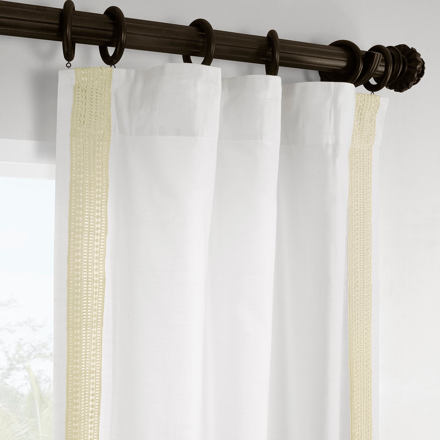 Ridge Lattice White Bordered Modern Hampton Textured Cotton Light Filtering Curtain