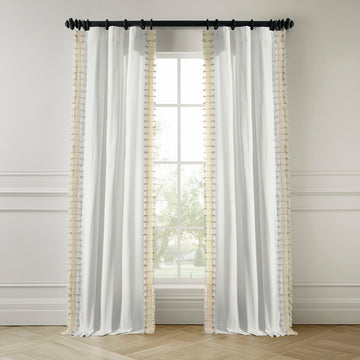 Melford White Bordered Modern Hampton Textured Cotton Light Filtering Curtain