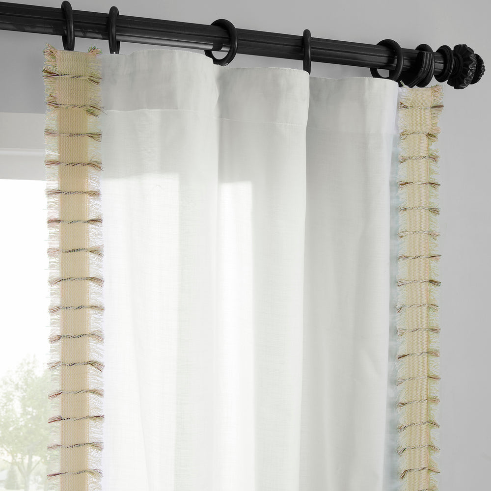 Melford White Bordered Modern Hampton Textured Cotton Light Filtering Curtain