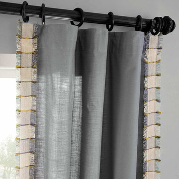 Dixy Grey Bordered Modern Hampton Textured Cotton Light Filtering Curtain