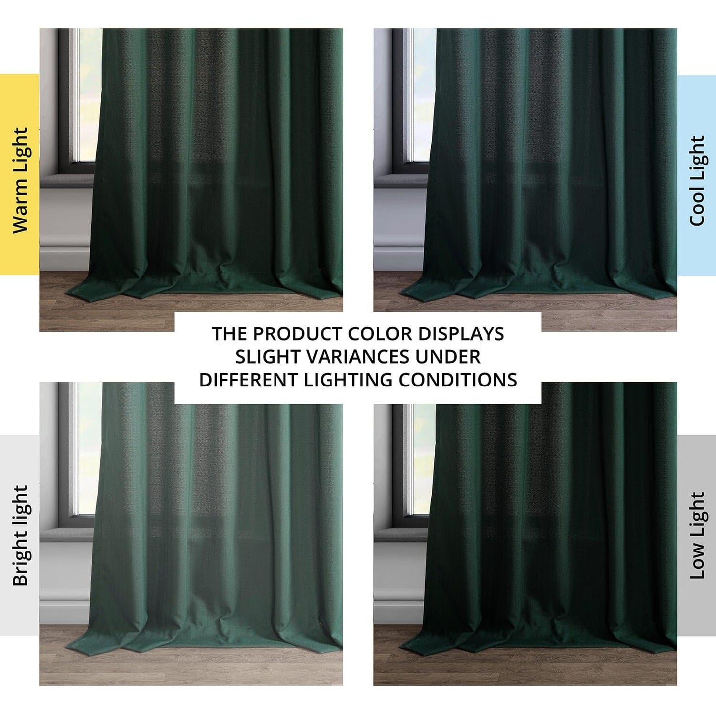 Deep Green Dobby Linen Curtain - HalfPriceDrapes.com