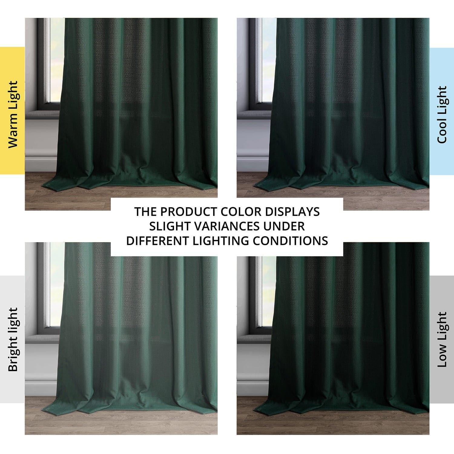 Deep Green Dobby Linen Curtain - HalfPriceDrapes.com