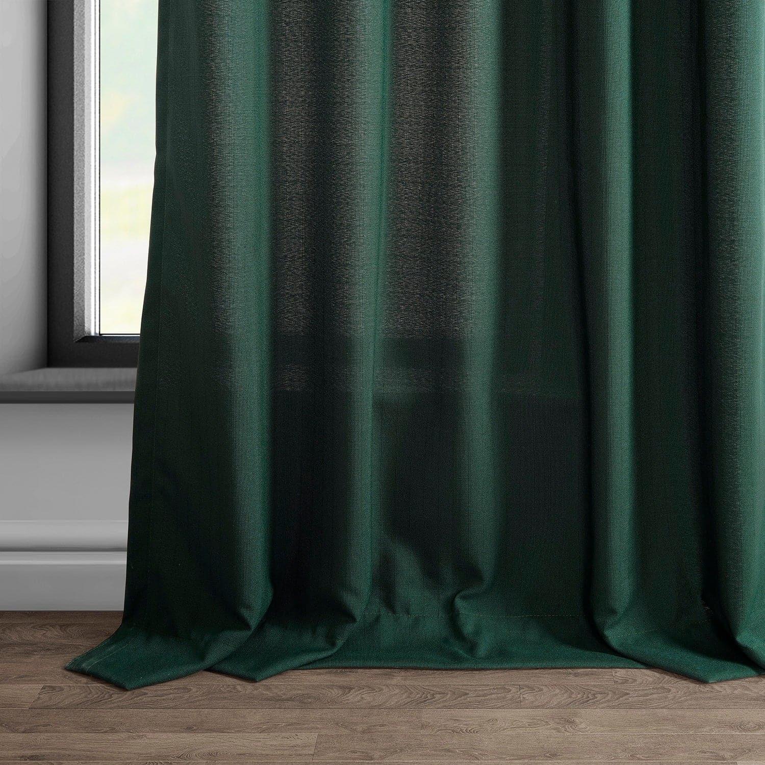 Deep Green Dobby Linen Curtain - HalfPriceDrapes.com