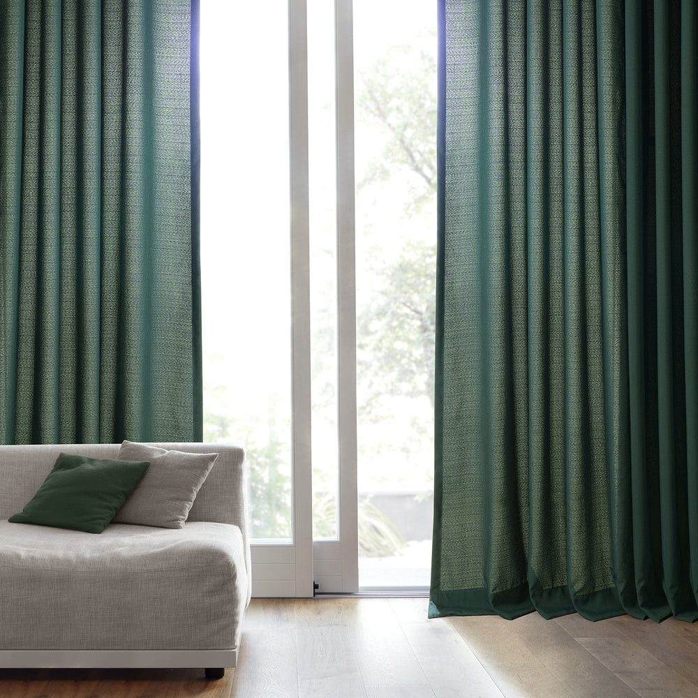 Deep Green Dobby Linen Custom Curtain