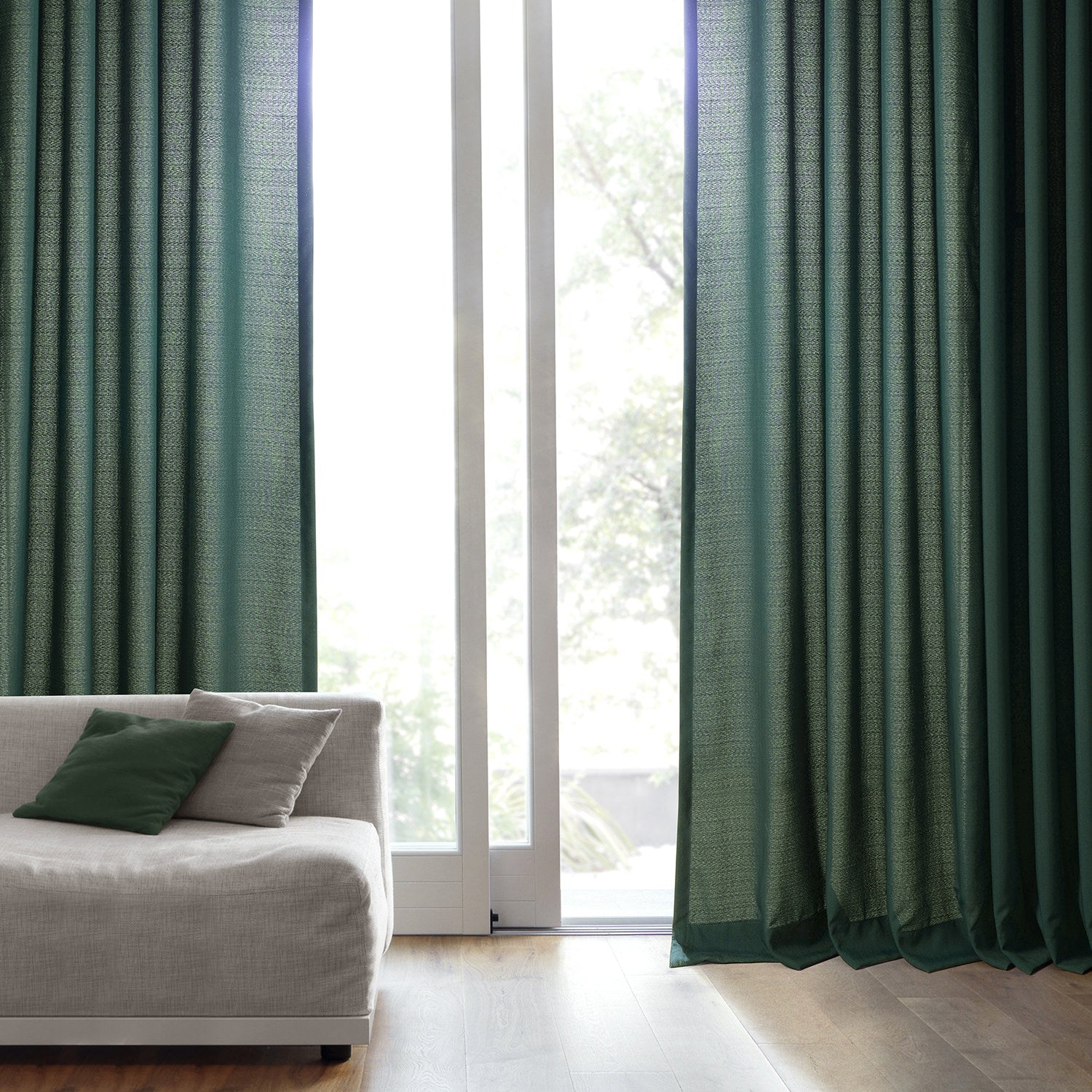 Deep Green Dobby Linen Custom Curtain