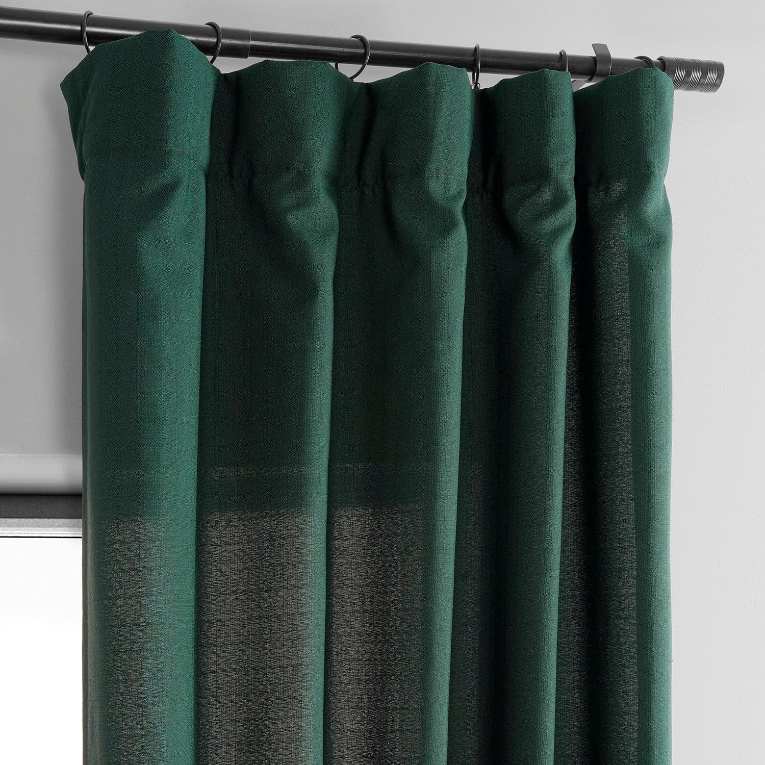 Deep Green Dobby Linen Curtain - HalfPriceDrapes.com