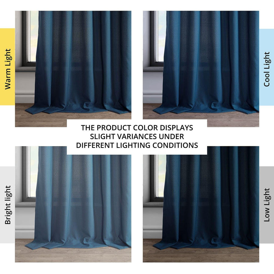 Deep Blue Dobby Linen Curtain - HalfPriceDrapes.com
