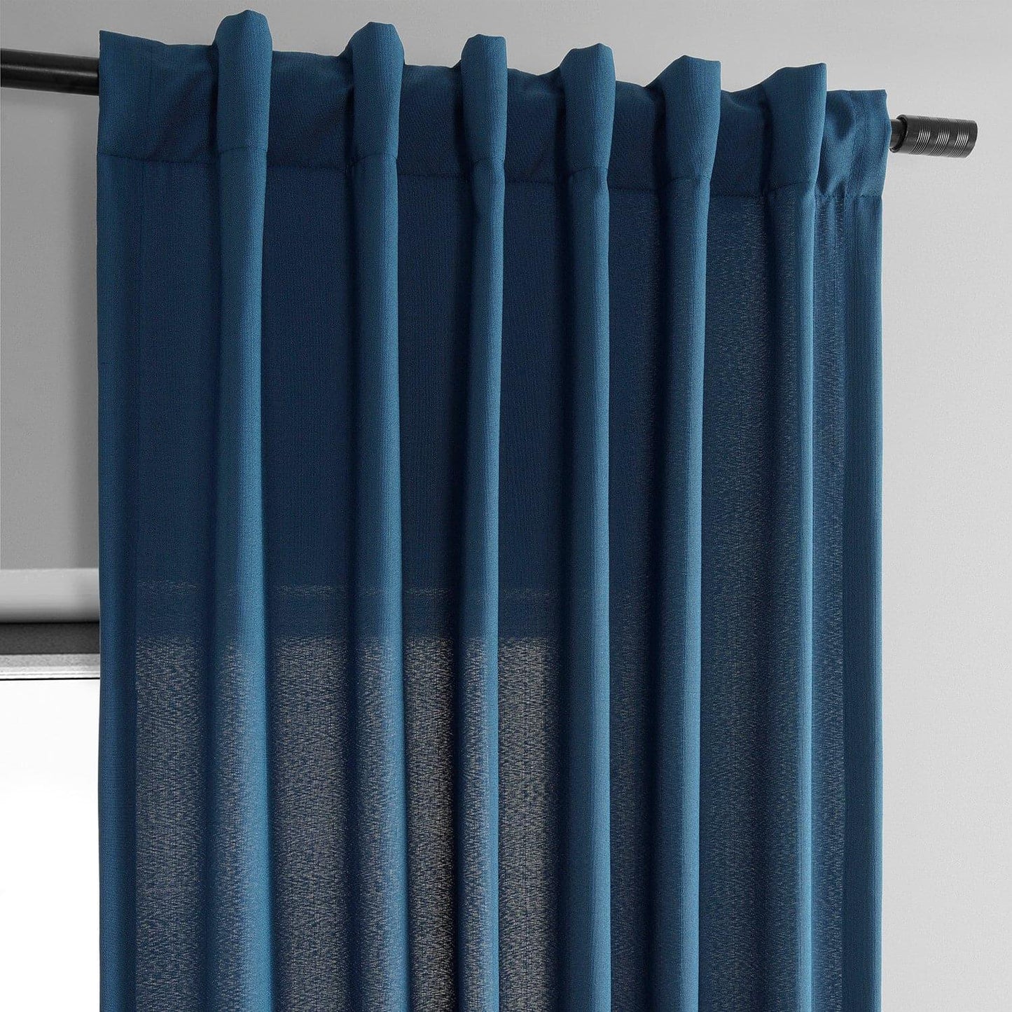 Deep Blue Dobby Linen Curtain - HalfPriceDrapes.com