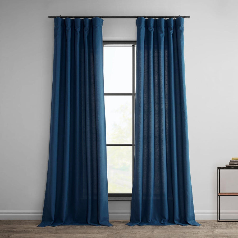 Deep Blue Dobby Linen Curtain - HalfPriceDrapes.com