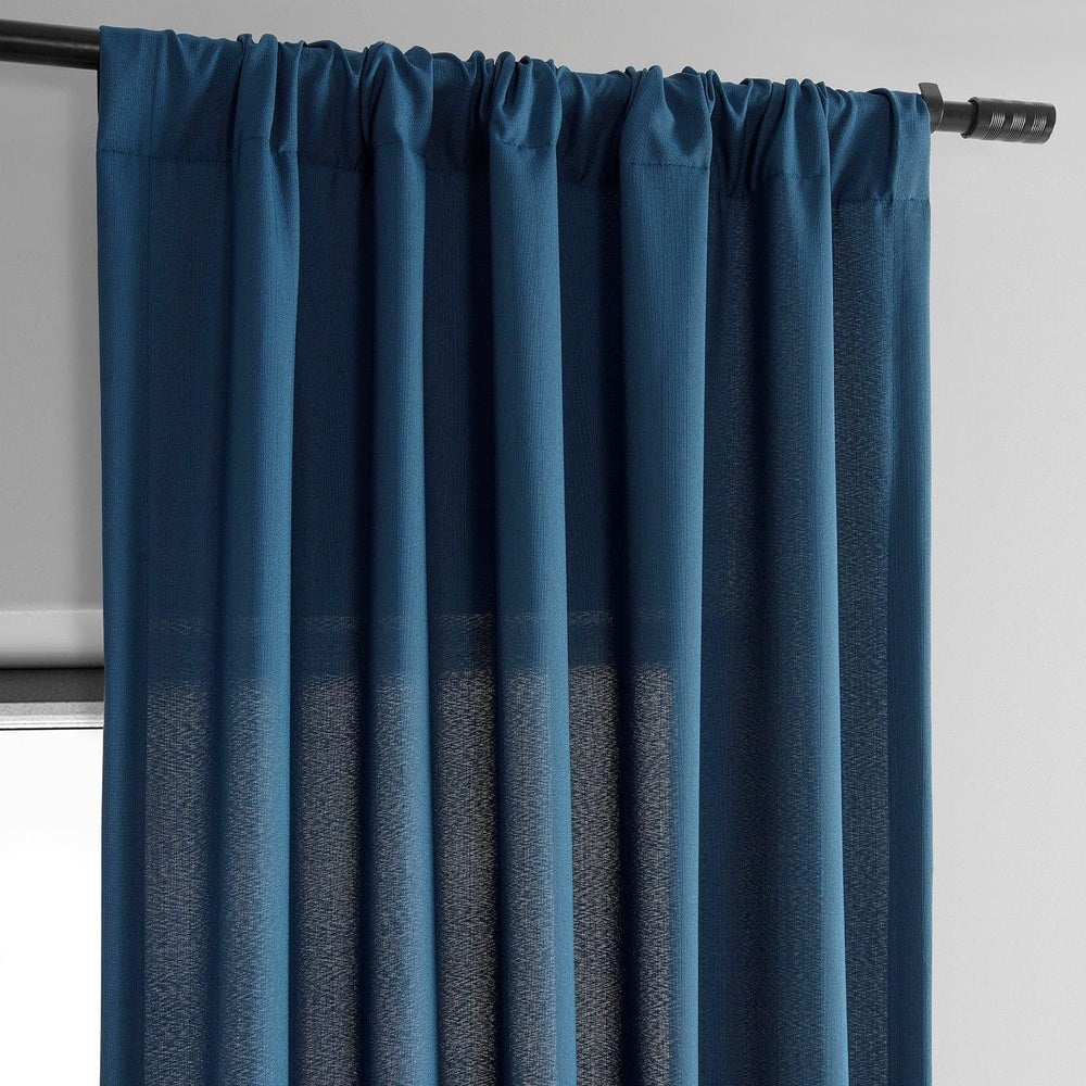 Deep Blue Dobby Linen Curtain - HalfPriceDrapes.com