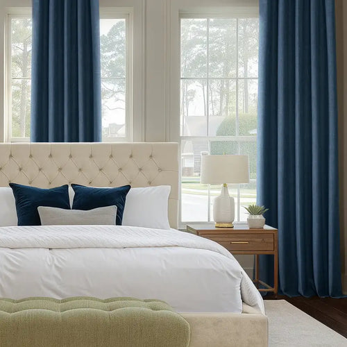 Dark Blue Performance Linen Custom Curtain