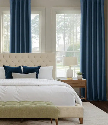 Dark Blue Performance Linen Custom Curtain