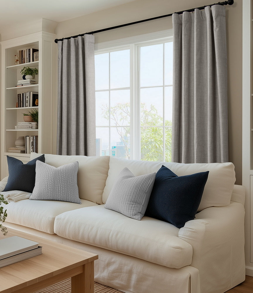 Dark Greige Performance Linen Custom Curtain
