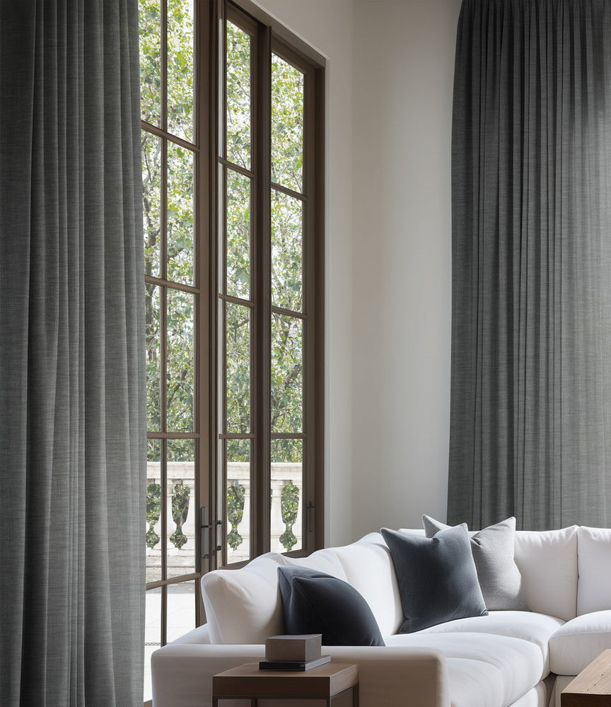 Dark Grey Dune Textured Cotton Custom Curtain