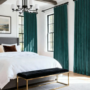 Deep Sea Teal Heritage Plush Velvet Custom Curtain
