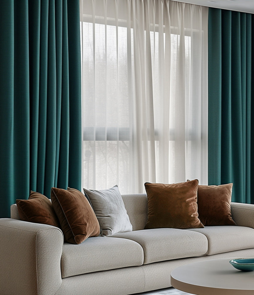 Deep Sea Teal Heritage Plush Velvet Custom Curtain