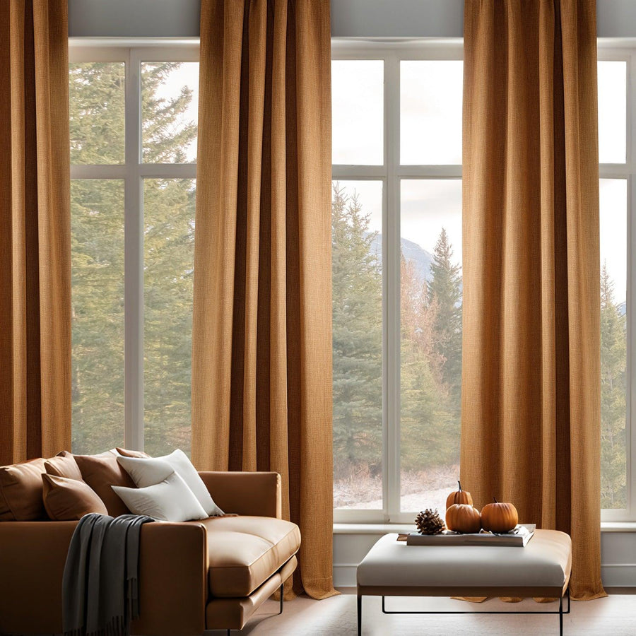 Desert Orange Textured Faux Linen Custom Curtain - HalfPriceDrapes.com