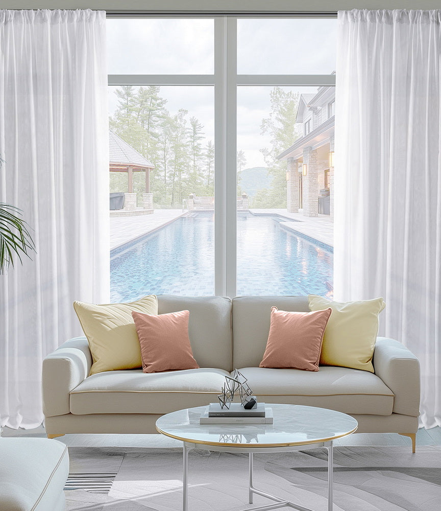 Double Layered White Sheer Custom Curtain