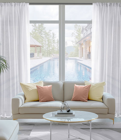 Double Layered White Sheer Custom Curtain