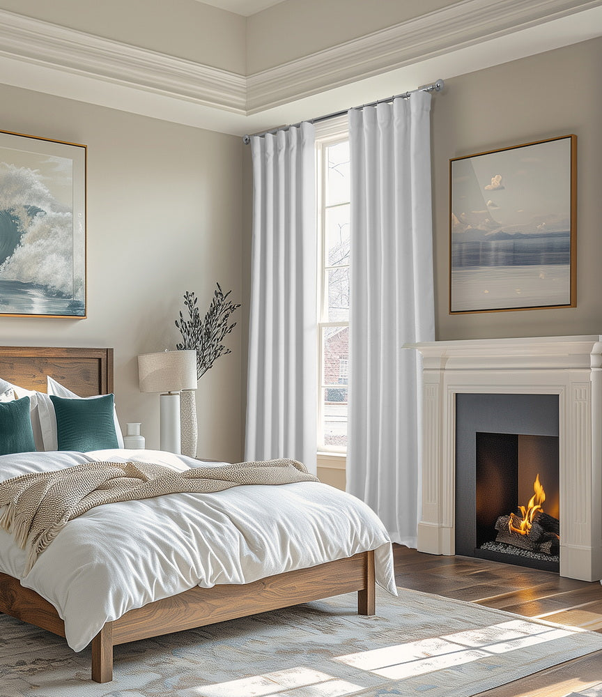 Dove White Italian Faux Linen Custom Curtain