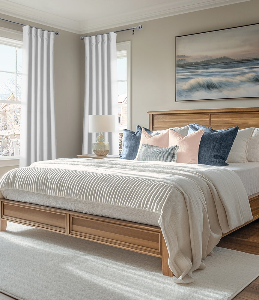 Dove White Italian Faux Linen Custom Curtain