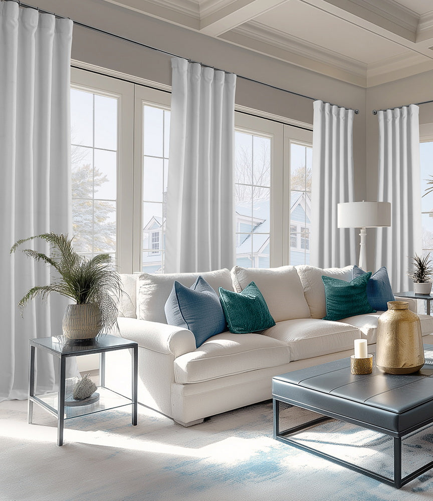 Dove White Italian Faux Linen Custom Curtain