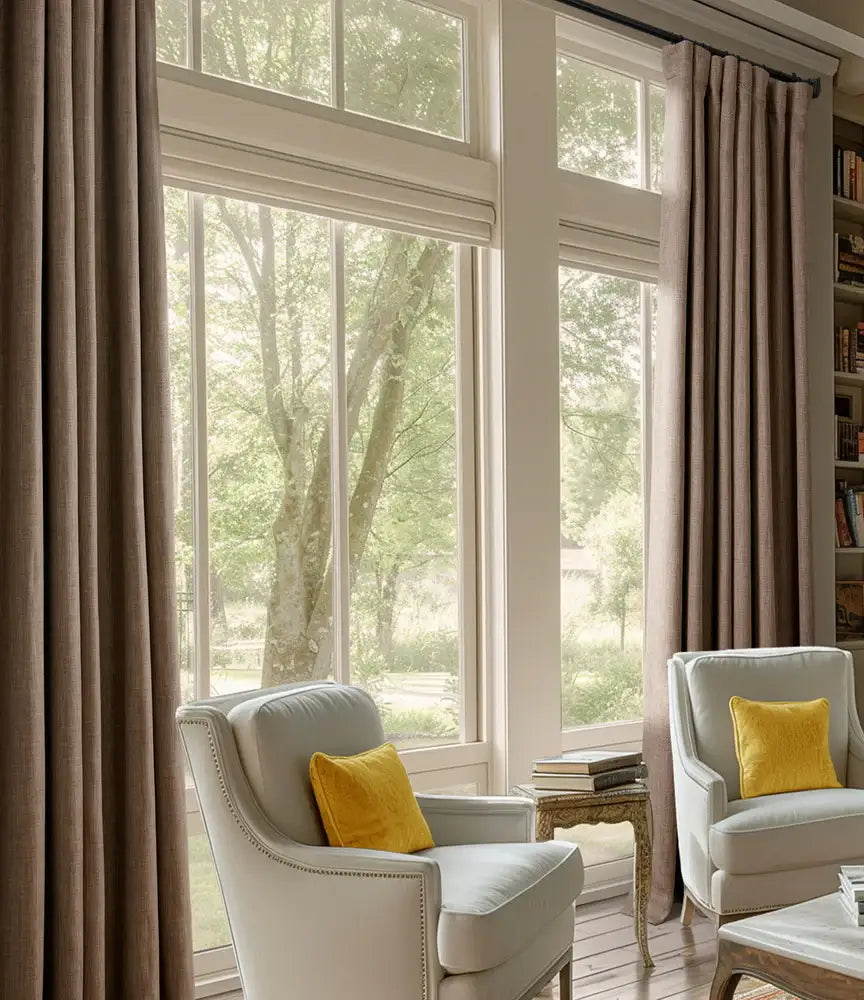 Dutch Cocoa Textured Faux Linen Custom Curtain