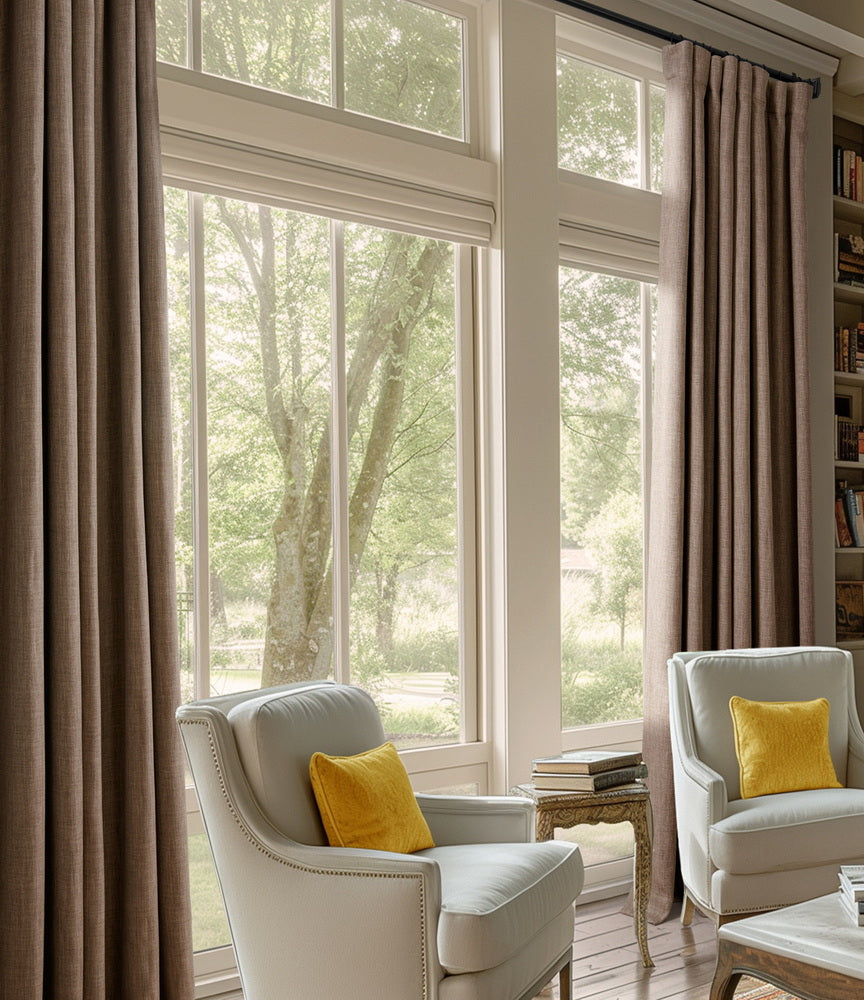 Dutch Cocoa Textured Faux Linen Custom Curtain