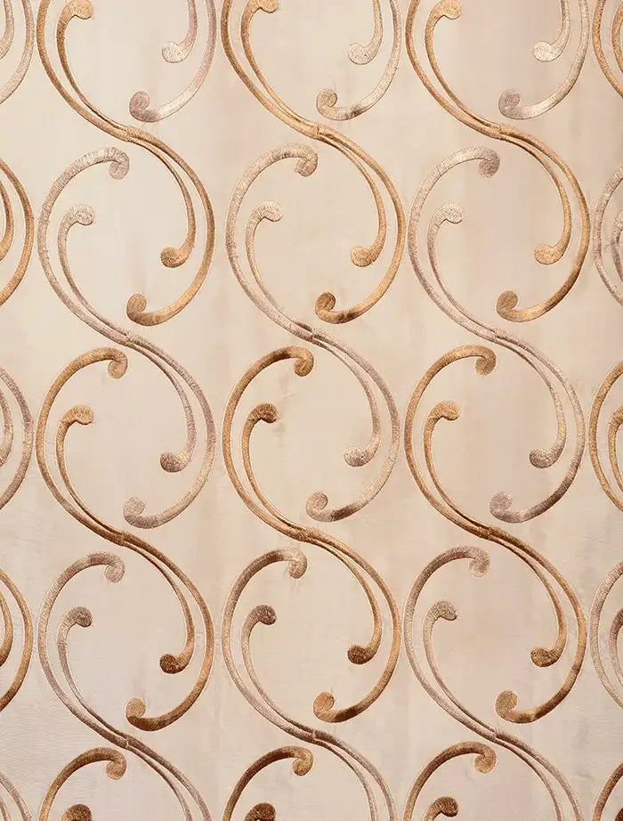 Meandering Vine Damask Embroidered Designer Faux Silk Swatch