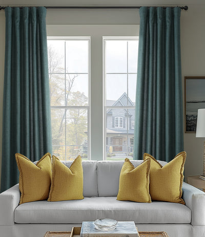 Empire Green Italian Faux Linen Custom Curtain