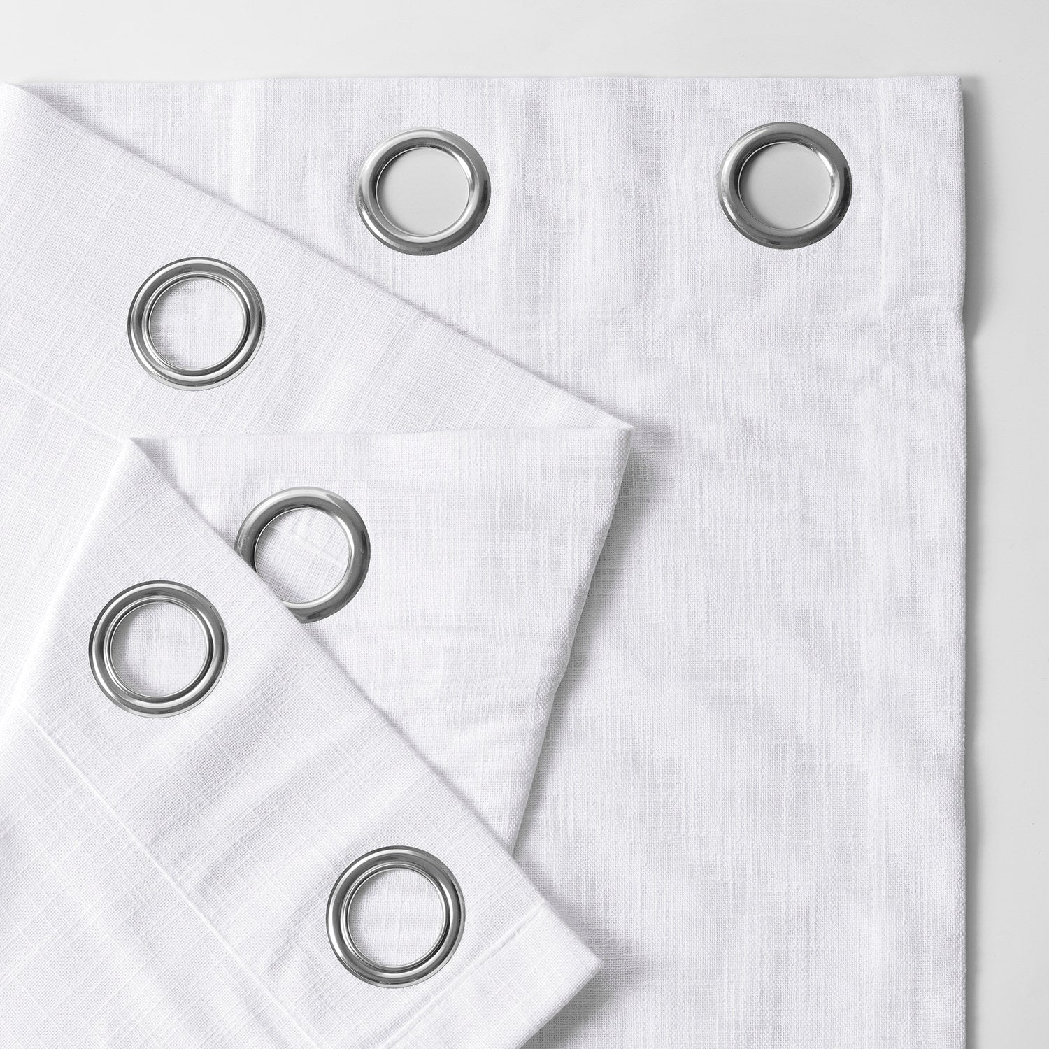 Rice White Grommet Heavy Faux Linen Curtain