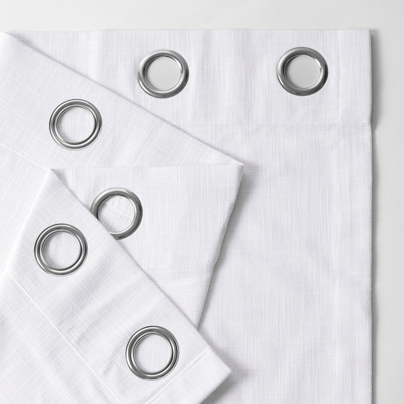 Rice White Grommet Heavy Faux Linen Curtain