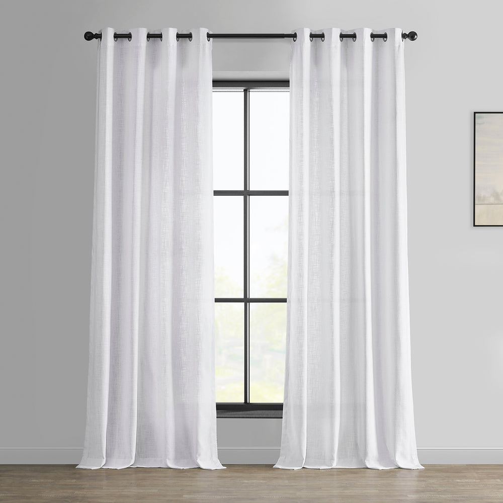 Rice White Grommet Heavy Faux Linen Curtain