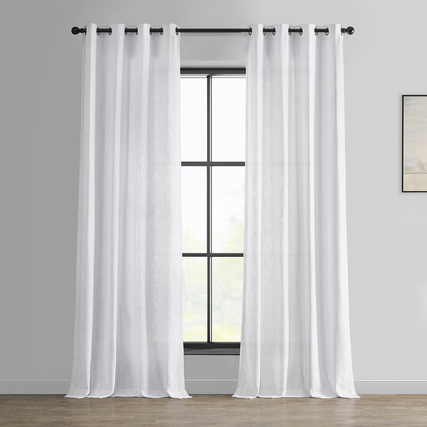 Rice White Grommet Heavy Faux Linen Curtain