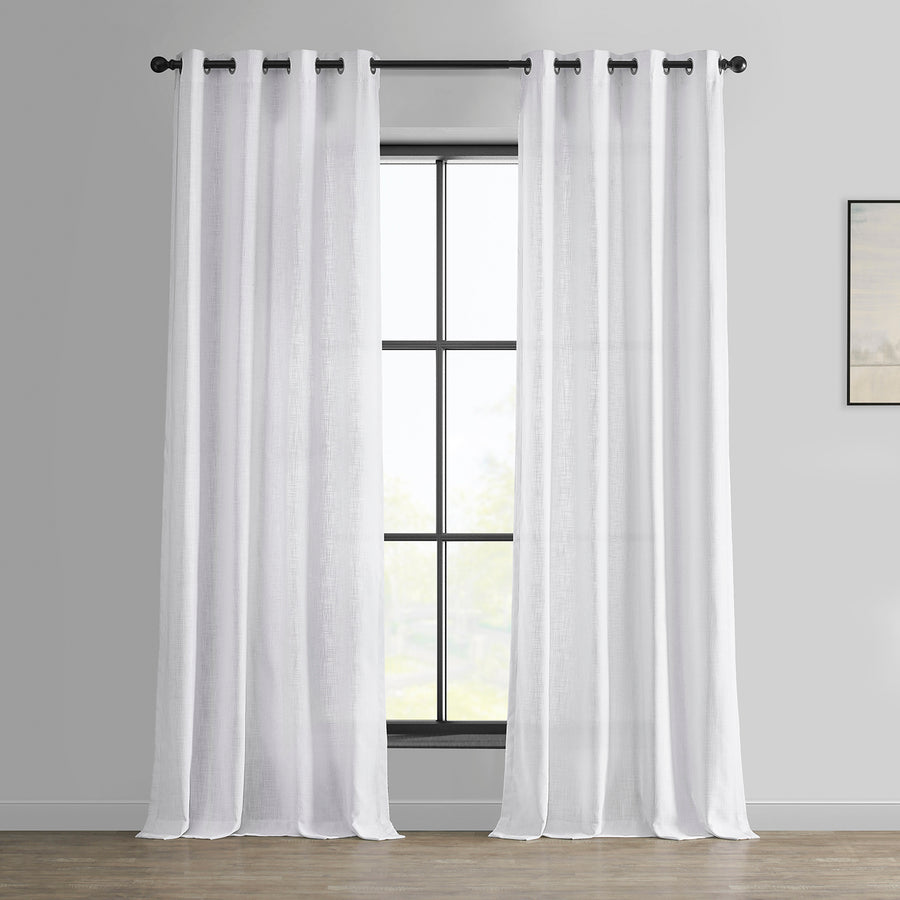 Rice White Grommet Heavy Faux Linen Curtain
