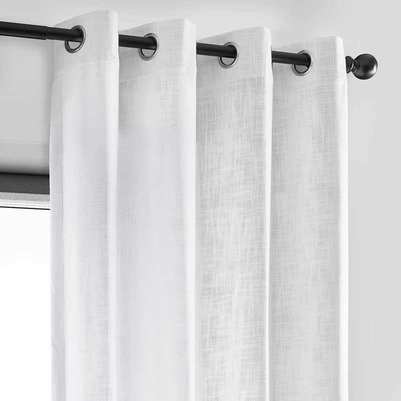 Rice White Grommet Heavy Faux Linen Curtain
