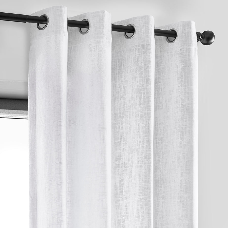 Rice White Grommet Heavy Faux Linen Curtain