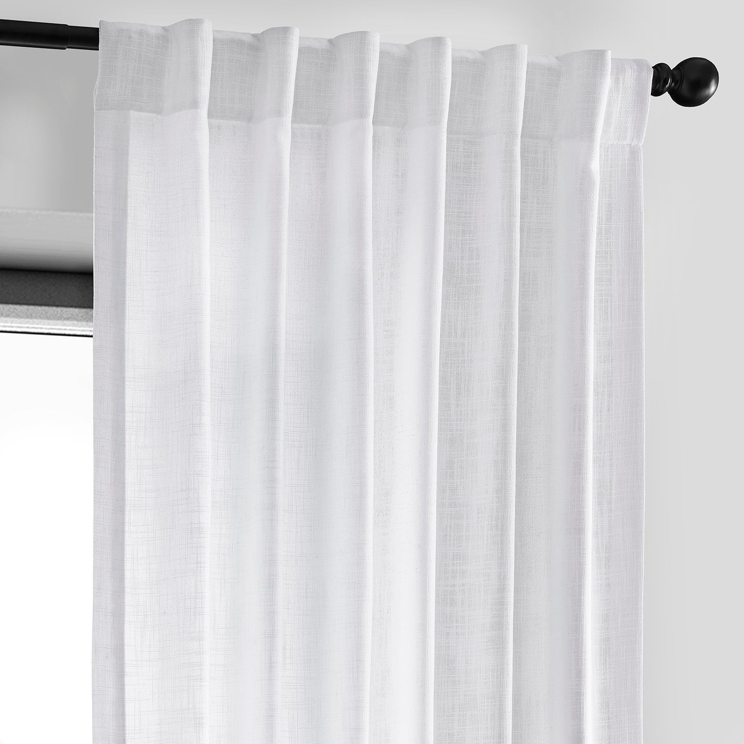 Rice White Heavy Faux Linen Curtain