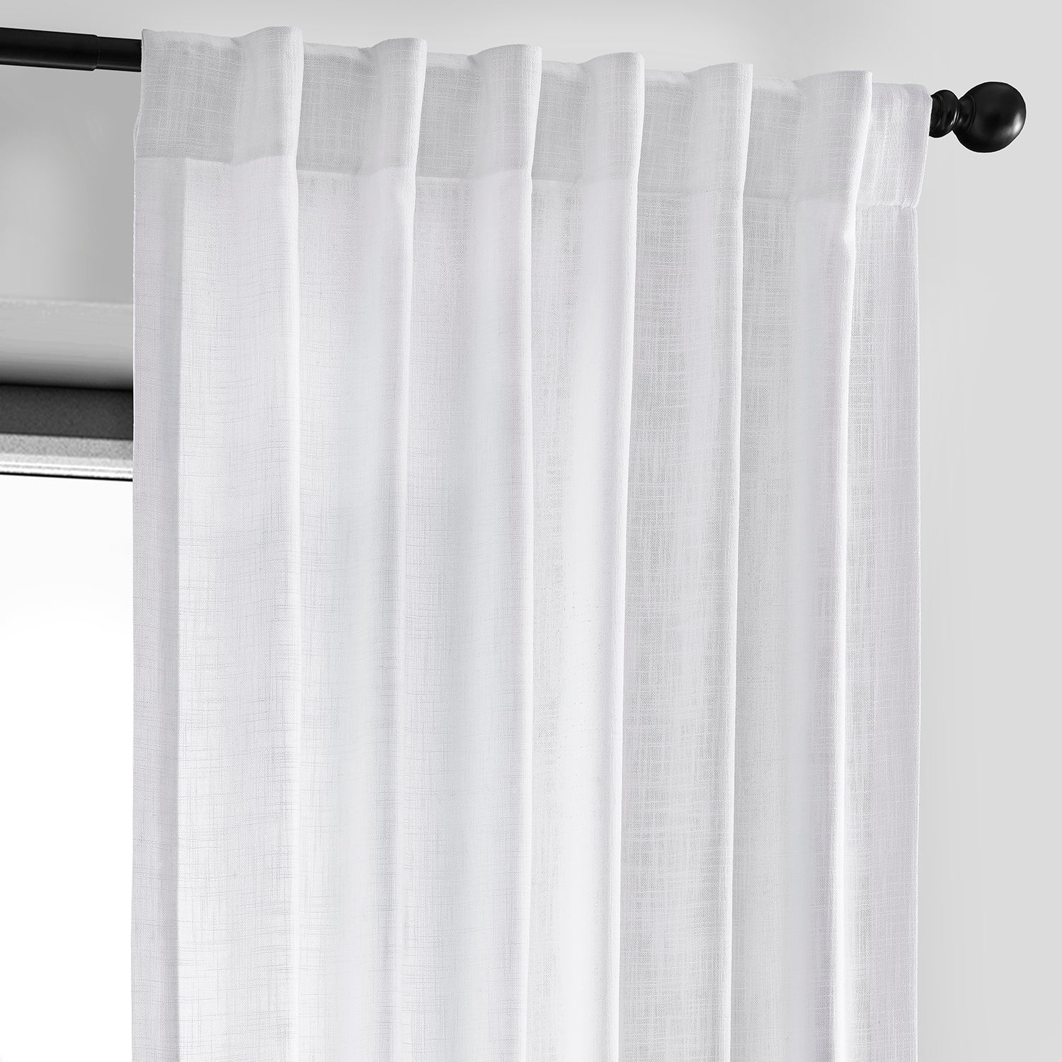 Rice White Heavy Faux Linen Curtain