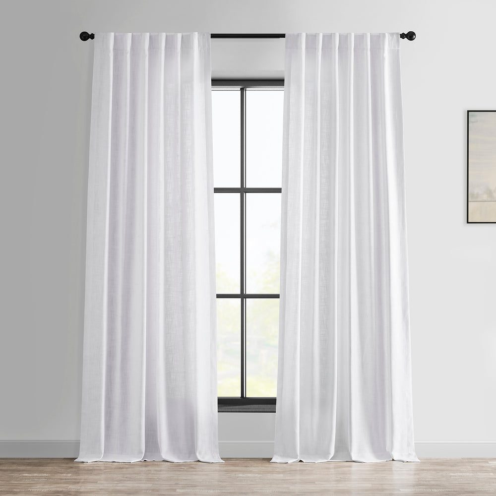 Rice White Heavy Faux Linen Curtain