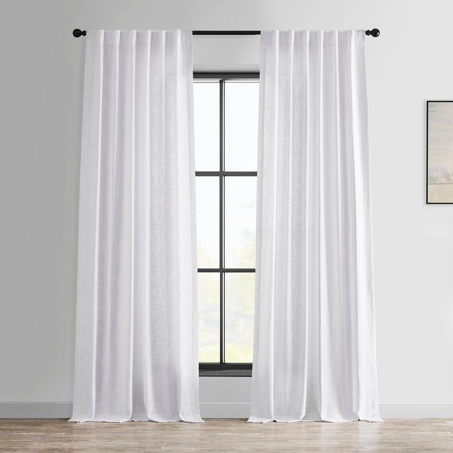 Rice White Heavy Faux Linen Curtain