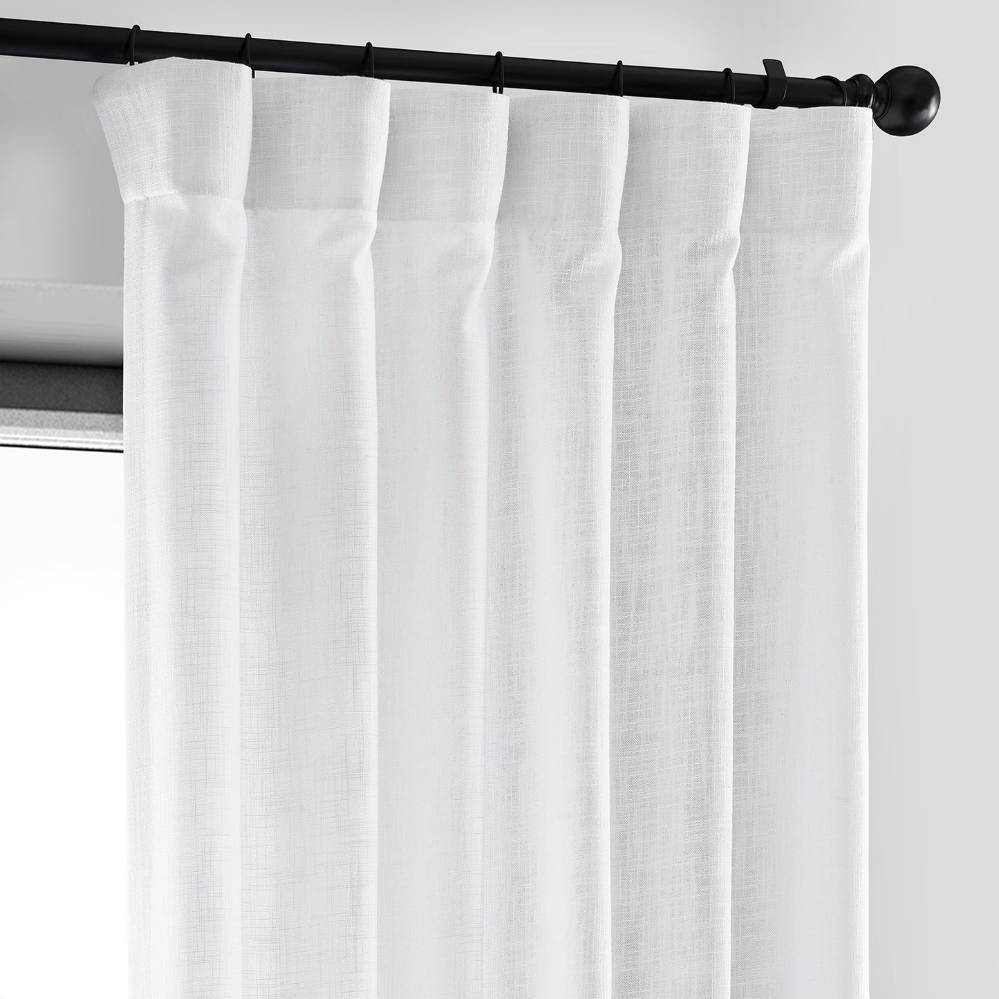Rice White Heavy Faux Linen Curtain