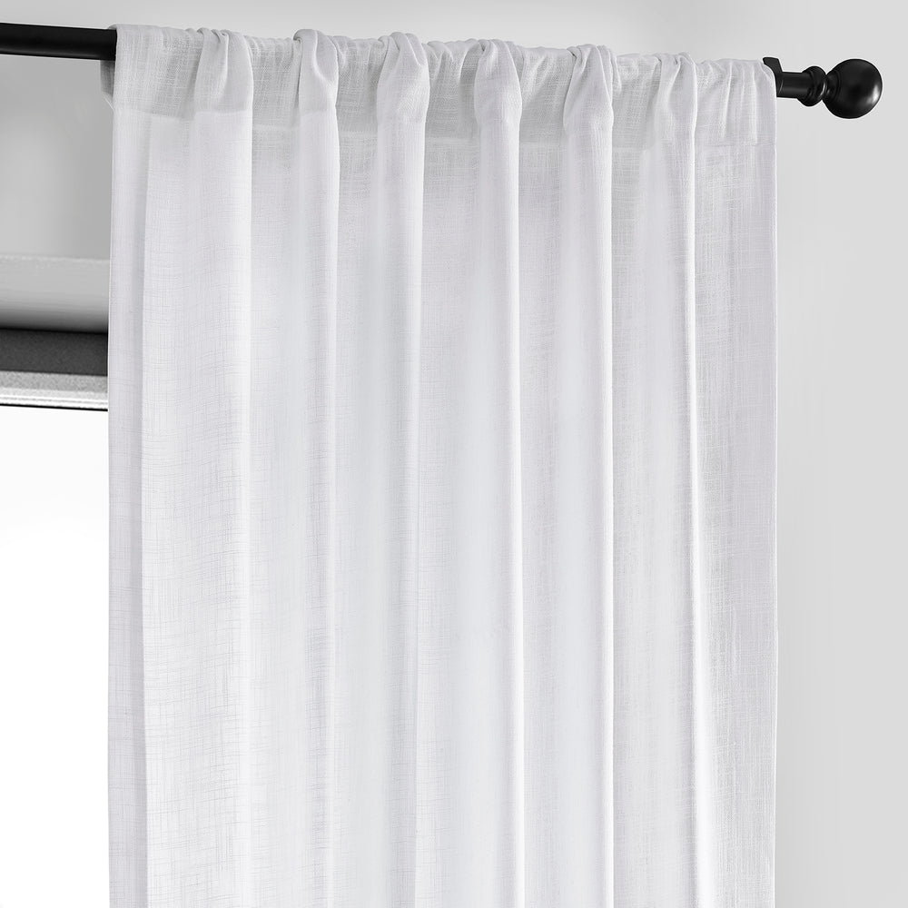 Rice White Heavy Faux Linen Curtain