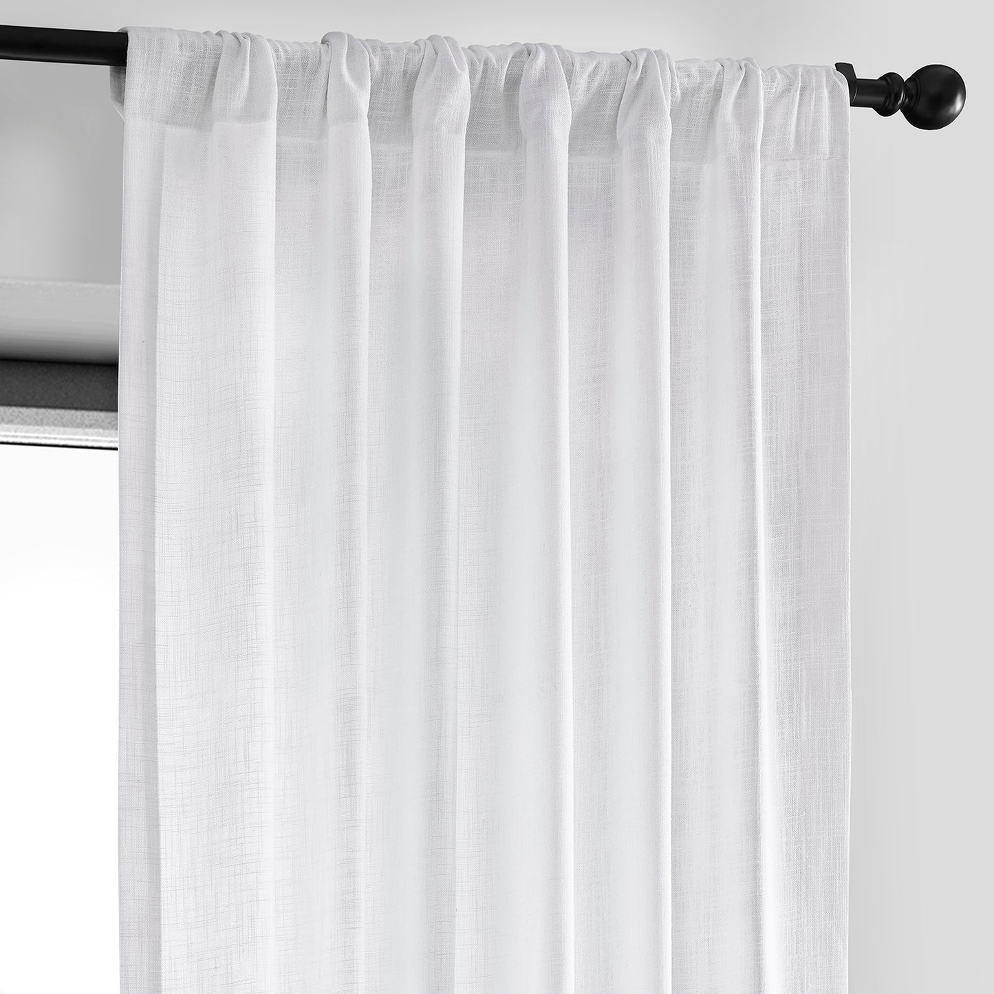 Rice White Heavy Faux Linen Curtain