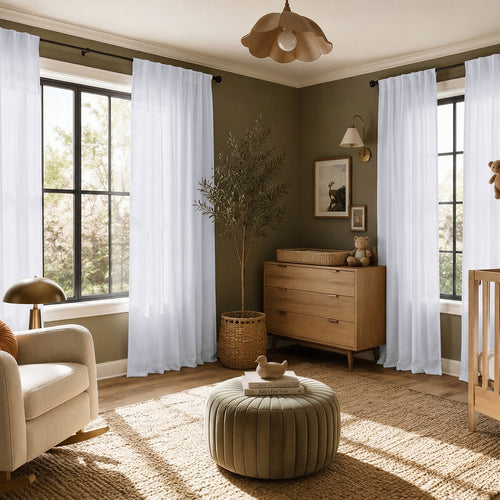 Rice White Heavy Faux Linen Custom Curtain