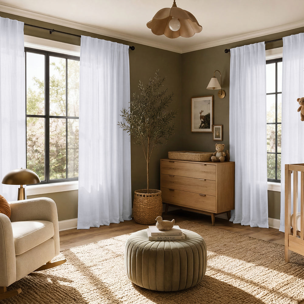 Rice White Heavy Faux Linen Custom Curtain