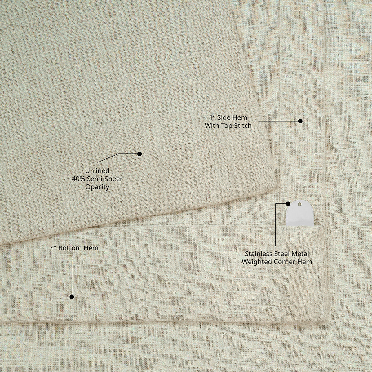 Barley Heavy Faux Linen Semi-Sheer Curtain